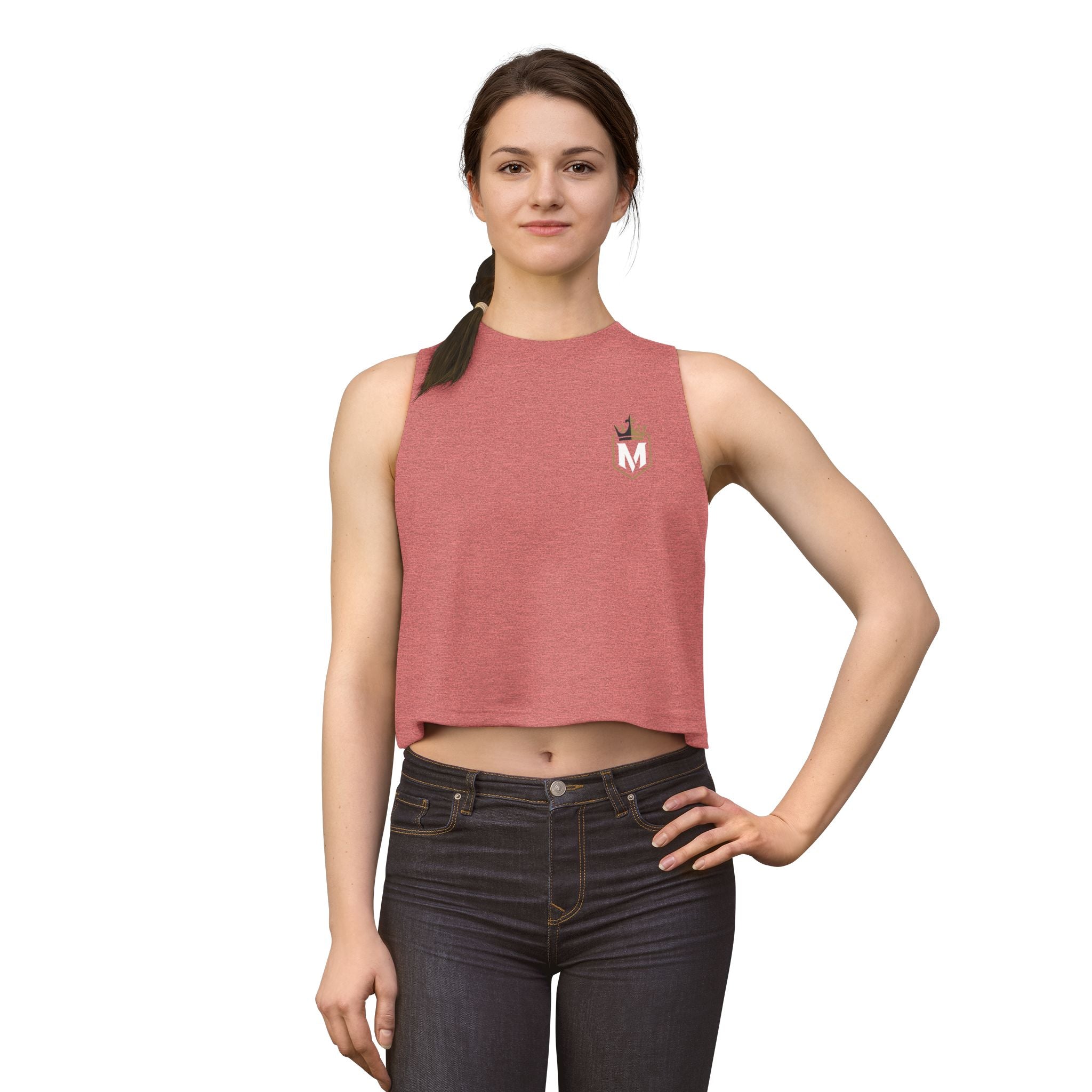 Women’s Crop Top — Minimal Crown Pocket Design (Monogram M)